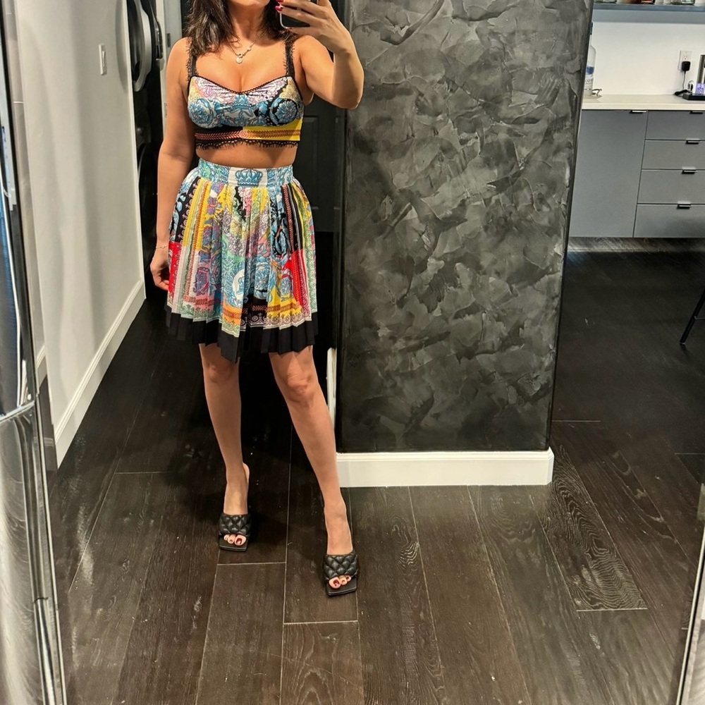 Crop top and pleated skirt